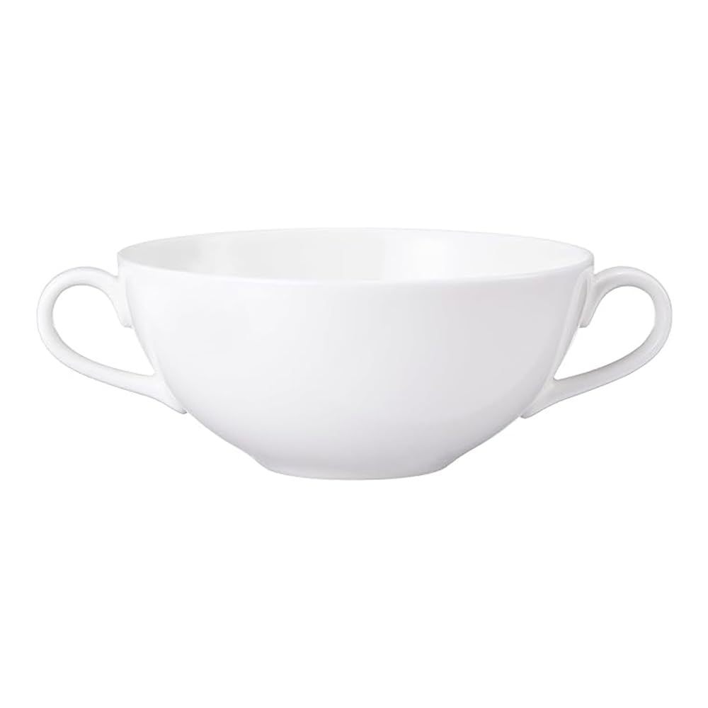 NARUMI Styles Cool Coupe Cup and Saucer, 250cc, White, Simple Design, Soup/Bouillon Cup, Microwaveable, Dishwasher Safe, 51298-2960