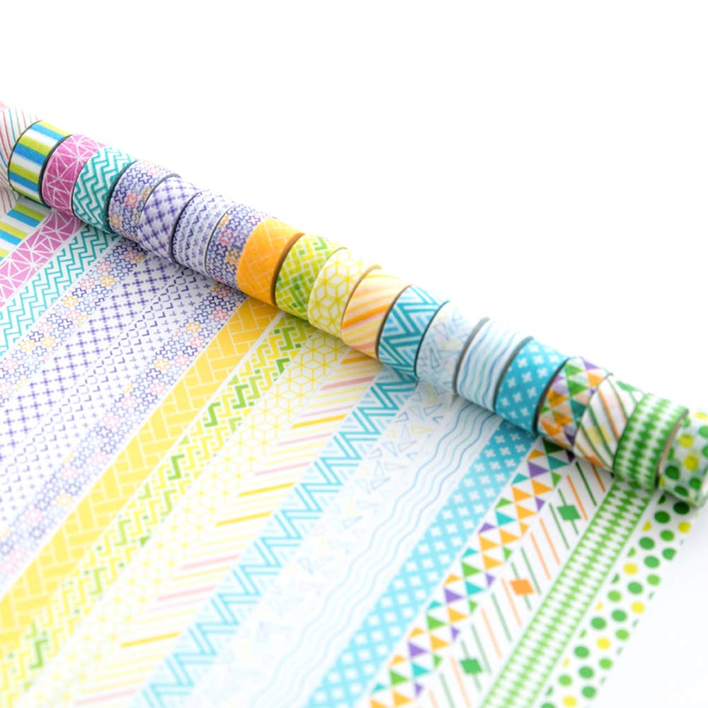 Yubbaex Mini Rainbow Line Masking 10mm Wide x 24 Perfect for Gift DIY and Notebook Decorations Tape, Rolls, Thin, Wrapping, Crafts,