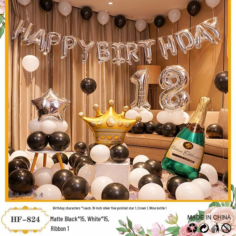 18th Birthday Party Aluminum Balloon Set - Wall Decoration Background