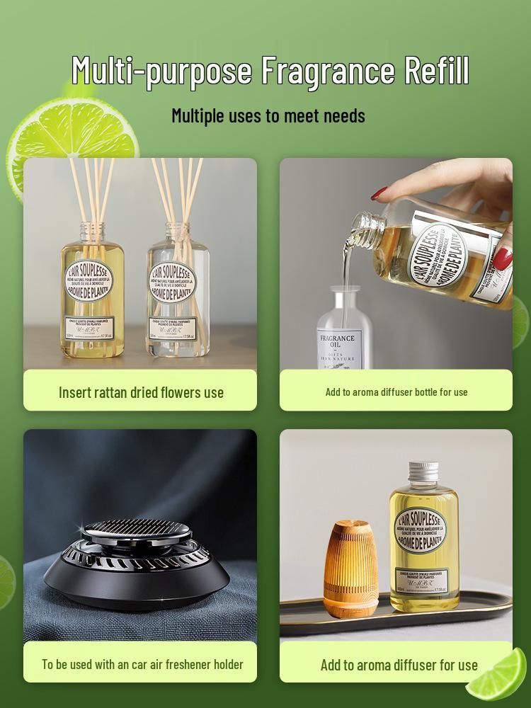 Green Lemon Basil Citrus Aromatherapy Refill for Flameless Car Diffuser & Bedroom