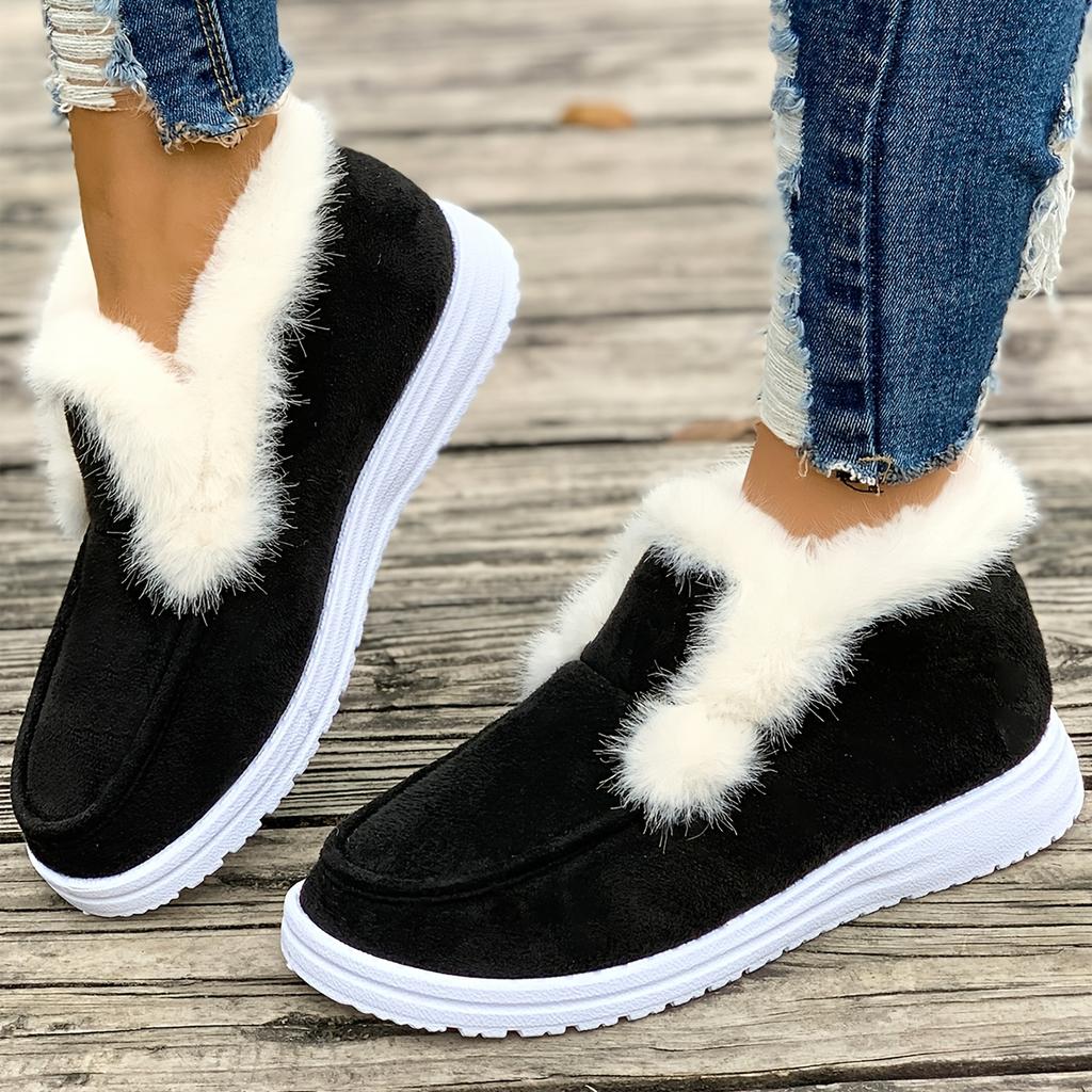 Winter New Solid Color Suede Cotton Shoes Casual Snow Shoes Low Top Padded Women's Cotton Shoes