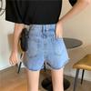 Retro Breasted Denim Shorts for Women In Summer Korean Style Student High Waist Loose Women Wide-leg Pants