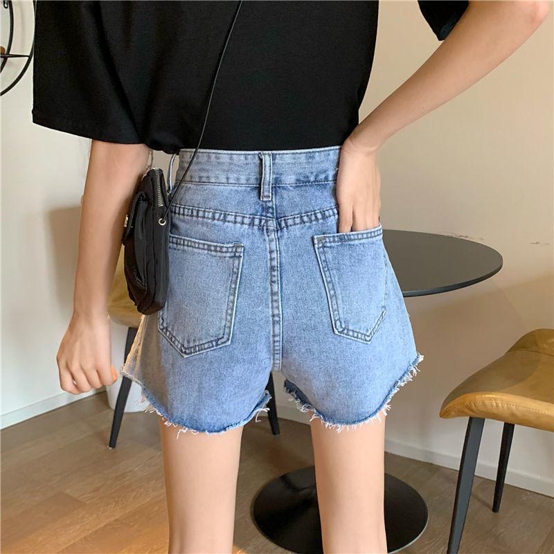 Retro Breasted Denim Shorts for Women In Summer Korean Style Student High Waist Loose Women Wide-leg Pants