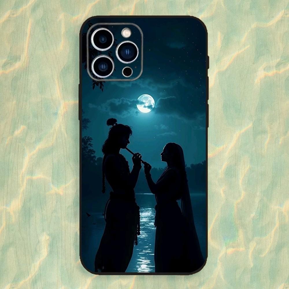 Krishna Indian God Lord Phone Case For iPhone 16,15,14,13,12,11 Plus,Pro Max,XS,X,XR,SE,Mini,8,7,Soft Silicone Black Cover