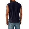 Men's Loose And Casual Trend Letter Print T-shirt - Men's Washed And Distressed Breathable Sports Sleeveless Top