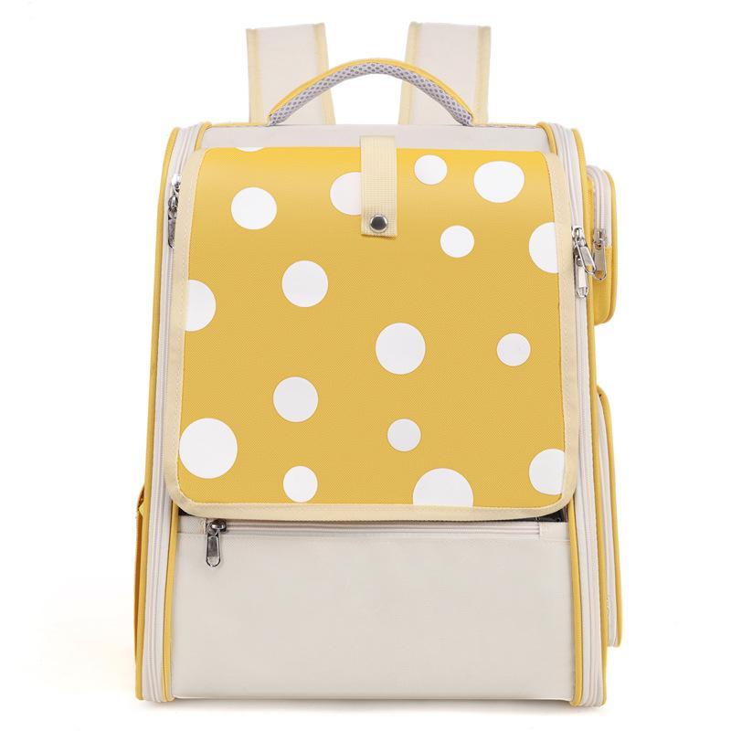 

Pet Bag with Wheel Tie Rod Portable Cat Suitcase Cat Bag Going Out Large Capacity Double Shoulder Breathable Pet Backpack Single pack жовтий