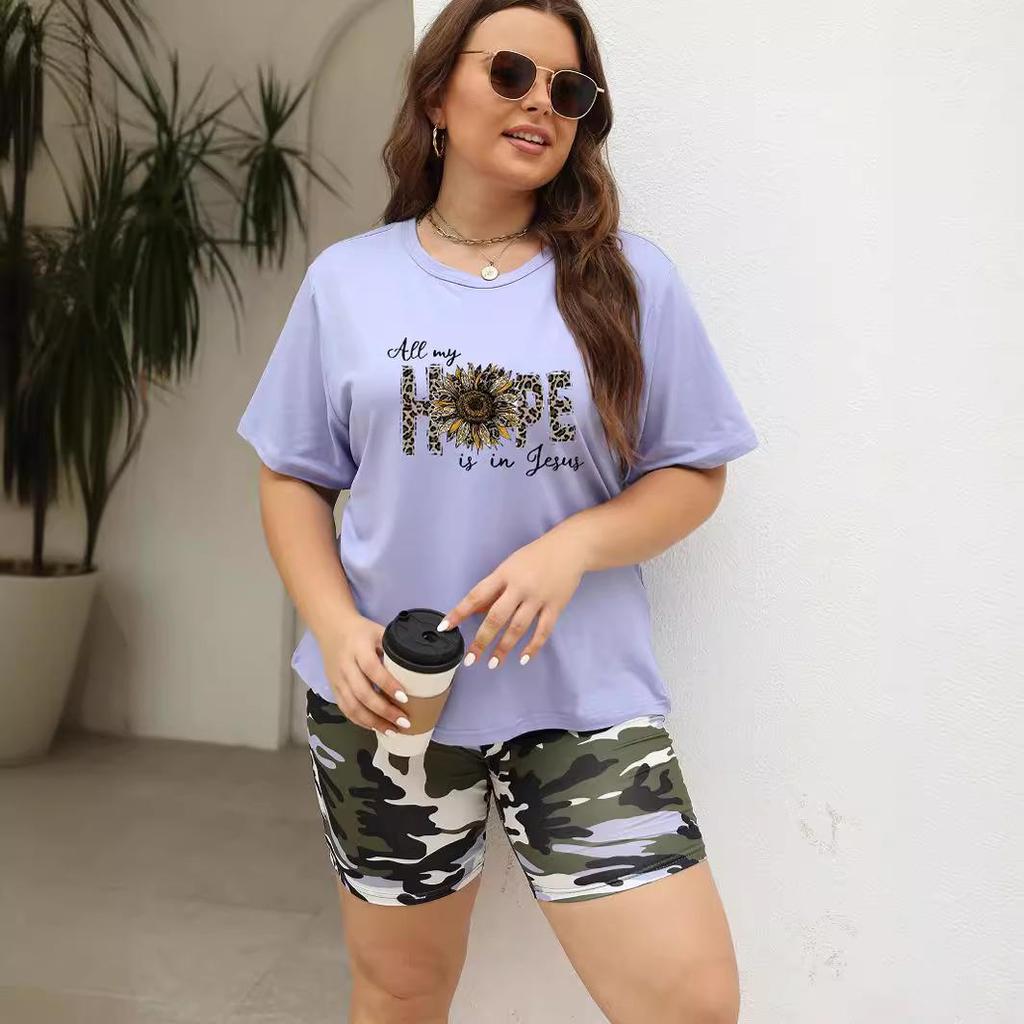 2024 Women's Plus Size Casual Set with Drop Shoulder Sleeves