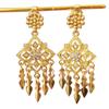 Bohemian Ethnic Tassel Earrings with Rhinestones for Non-Pierced Ears
