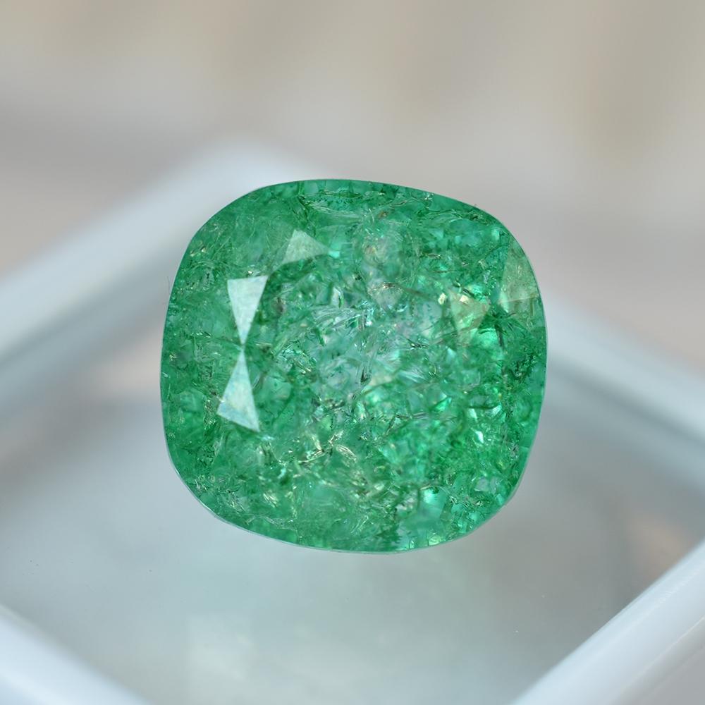 Natural Green Emerald 13.05ct Square Cushion Certified Loose Gemstone