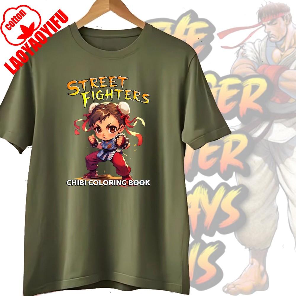 Street Fighter Chun-Li Ryu Printed Y2K New Couple Cotton T-Shirts Men Women Streetwear Casual Harajuku Retro Unisex Tee Top
