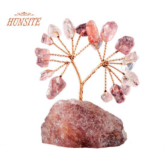 Barevná ozdoba stromu z přírodního kamene se základnou, strom peněz s pozitivní léčivou energií