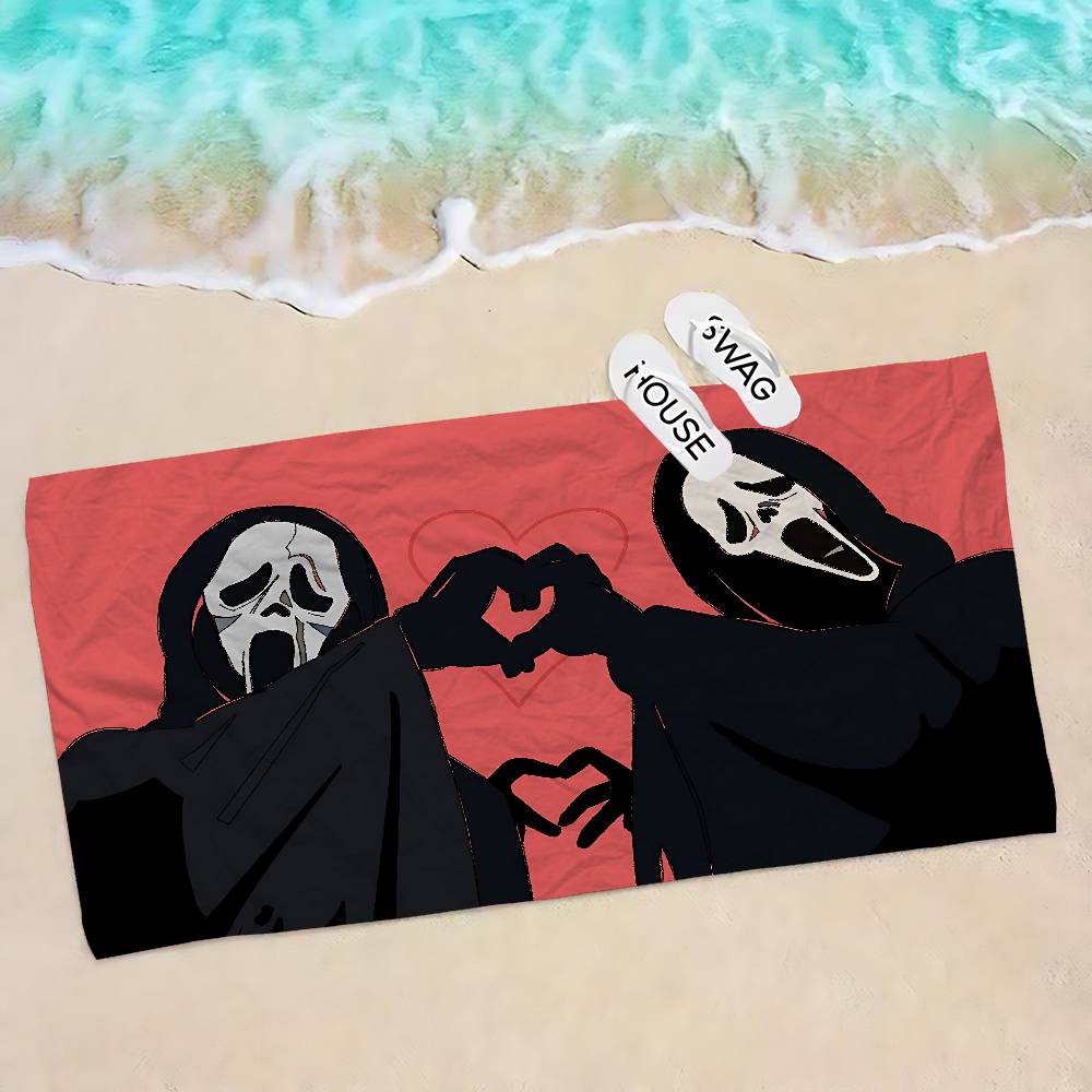 S-SCREAMS Horror Movie Microfiber Printed Beach Towel Mountain Climbing Yoga Beach Swimming Running Absorbent Soft Towel