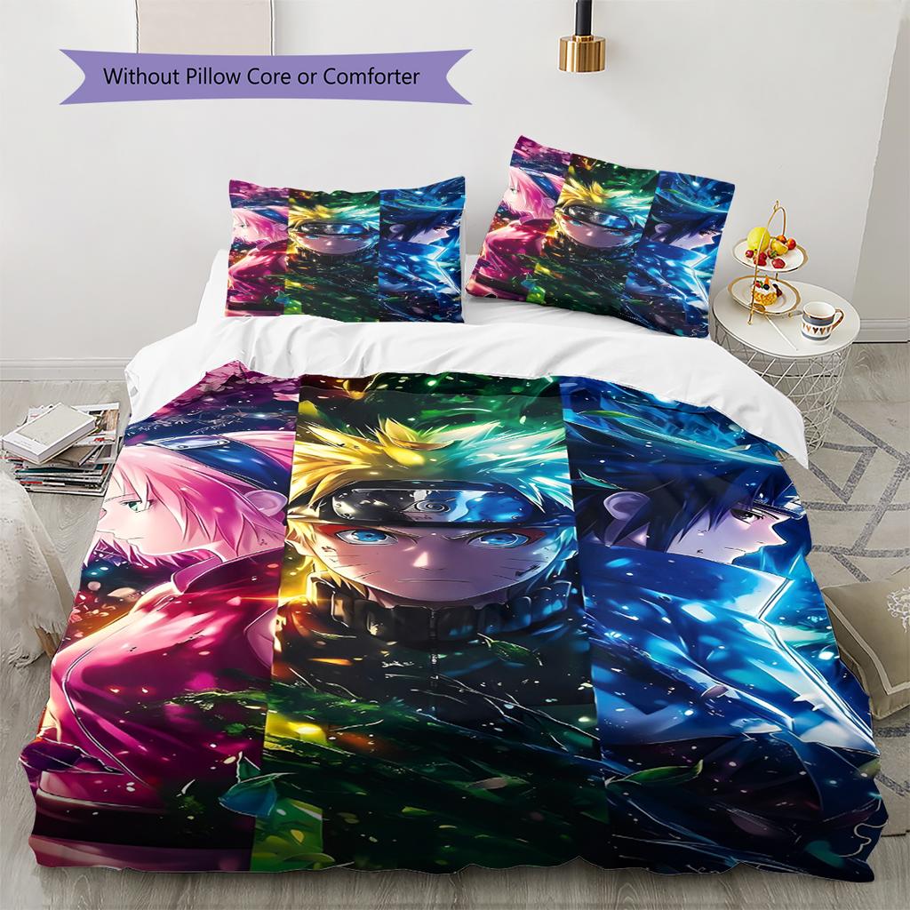 Cartoon Pattern Bedding Quilt Set Quilt Cover Pillowcase Home Decoration Birthday Gift (1 * duvet cover + 2 * pillowcase, without core)