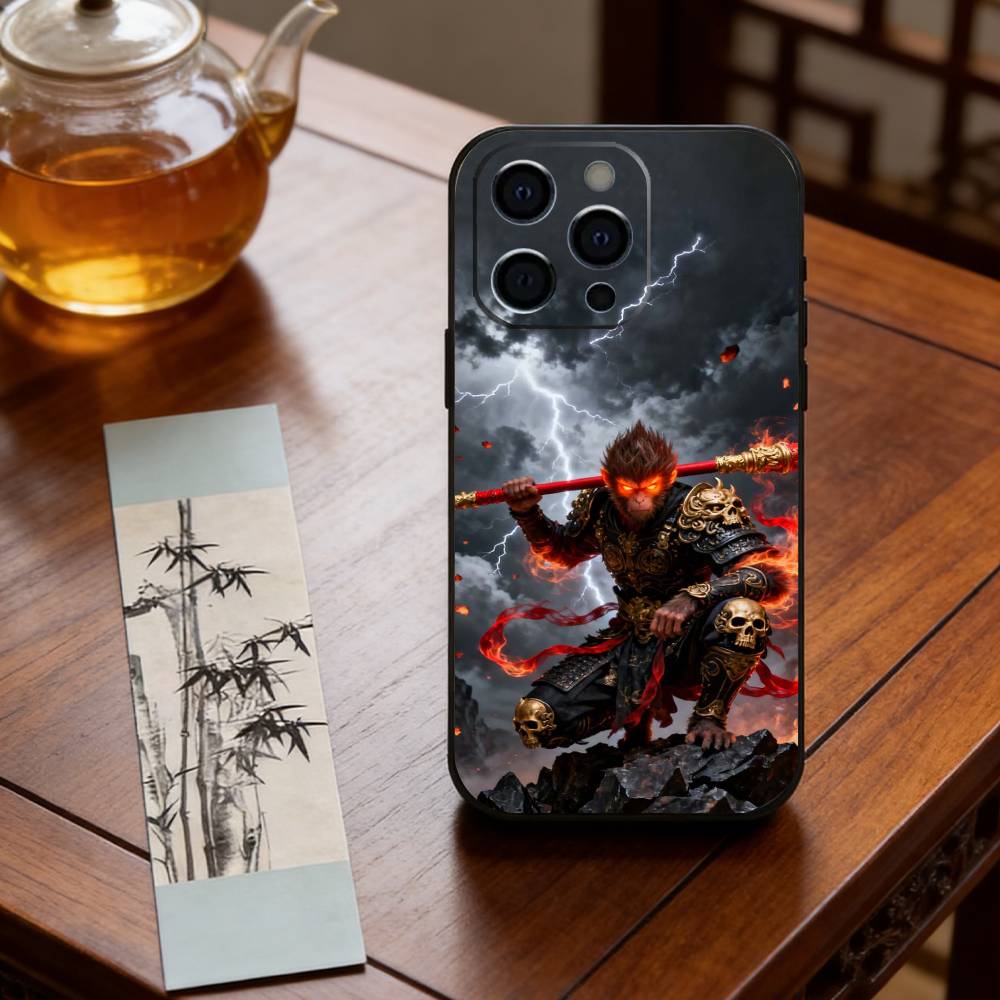 Black Myth WuKong Phone Case For iPhone 17, 16,15,14,13,12,11 Plus,Pro Max, Others Soft Black Cover