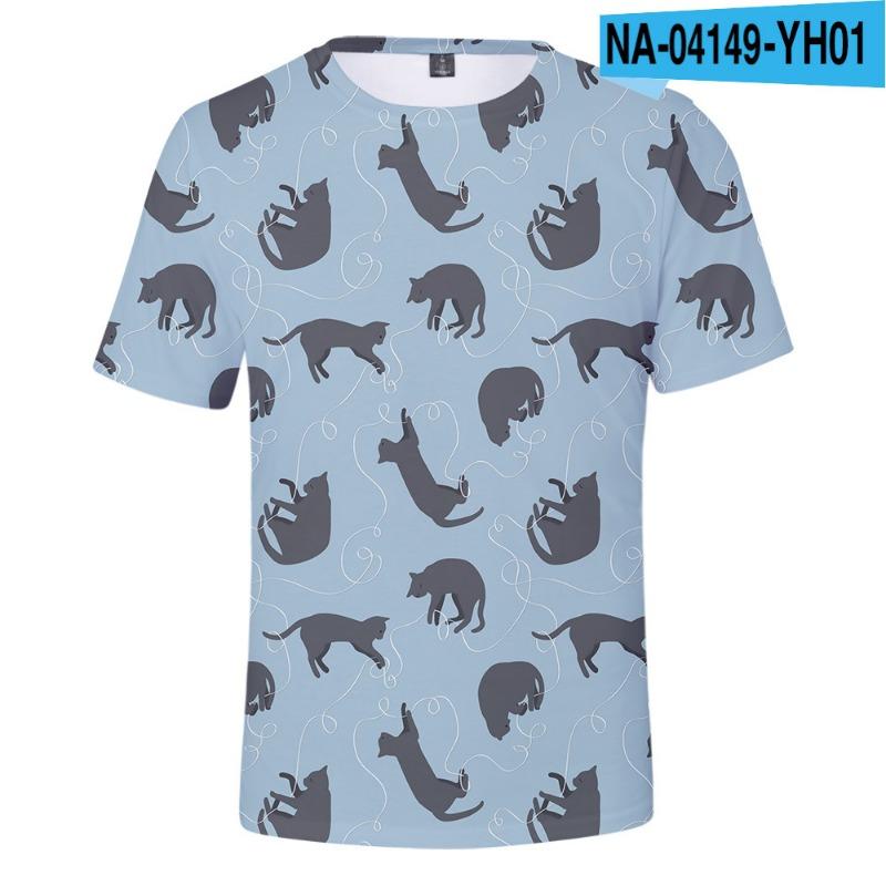 Children's Cat Adult 3D Printed Short Sleeve Men's Street Trend 3D Color Printed Short Sleeve T-shirt Tops & T-shirts (men’s)