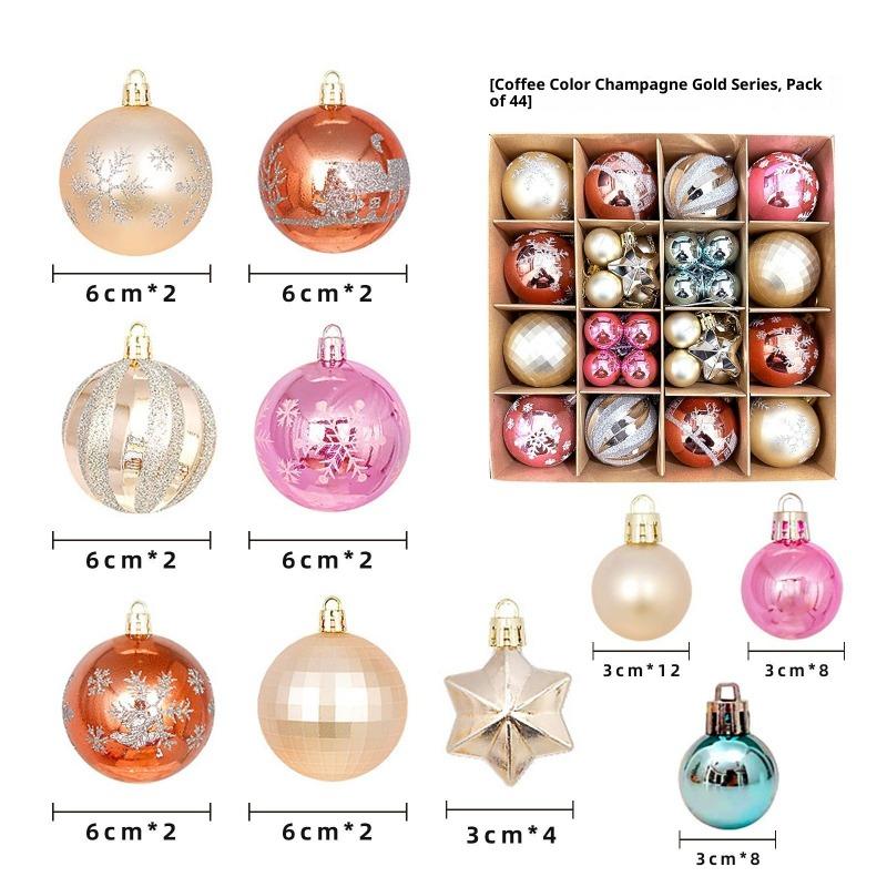 Xmas Tree Ornaments 42/44 Pcs Holiday Decor PVC Glossy Ball Set Christmas Decorations