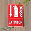 Iron Fire Extinguisher Sign 20x30cm Wall Mounted 2D Flat Safety Arrow Flame Design Red White High Quality