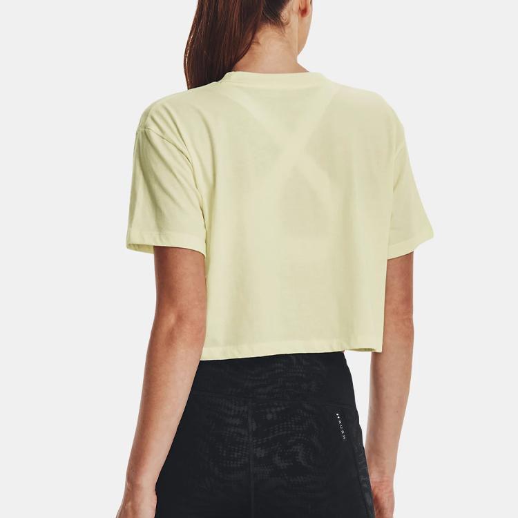 Under Armour Solid Color Round Neck Short Sleeve T-Shirt Women Tops Lemon-Ice-Yellow 1376751-785