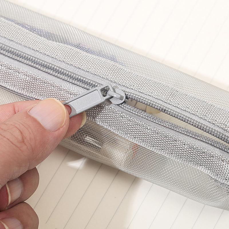 Mesh Pencil Case Storage Bag For Exams Portable Pencil Case Multi-Functional Square Stationery Pencil Pouch School Supplies