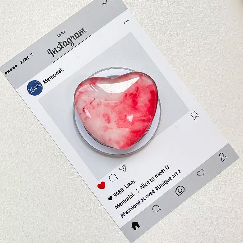 Glass Love Mobile Phone Airbag Bracket Pasted Magnetic Telescopic Desktop Watching Drama Tracking Support Ring Creative Pattern