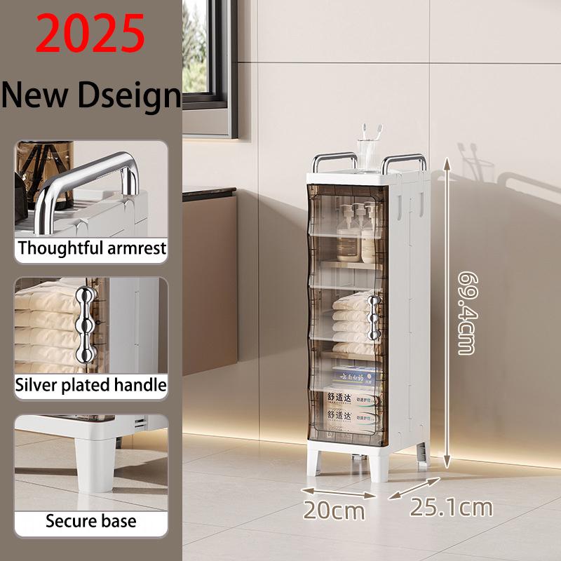 

Туалет для хранения Catbinet Полка для ванной комнаты Шкаф для хранения в щелях Простой многоуровневый шкаф для хранения вещей Напольный многофункциональный шкаф для хранения вещей S коричневый