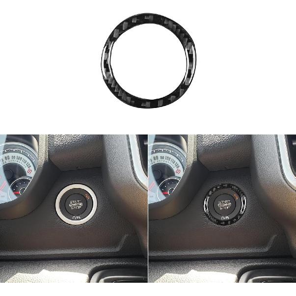 Real Soft Carbon Fiber Car Gear Shift Control Panel 2/4WD Switch Button Dashboard Trim Sticker Compatible with Dodge Ram 1500/2500/3500 Start Stop Button