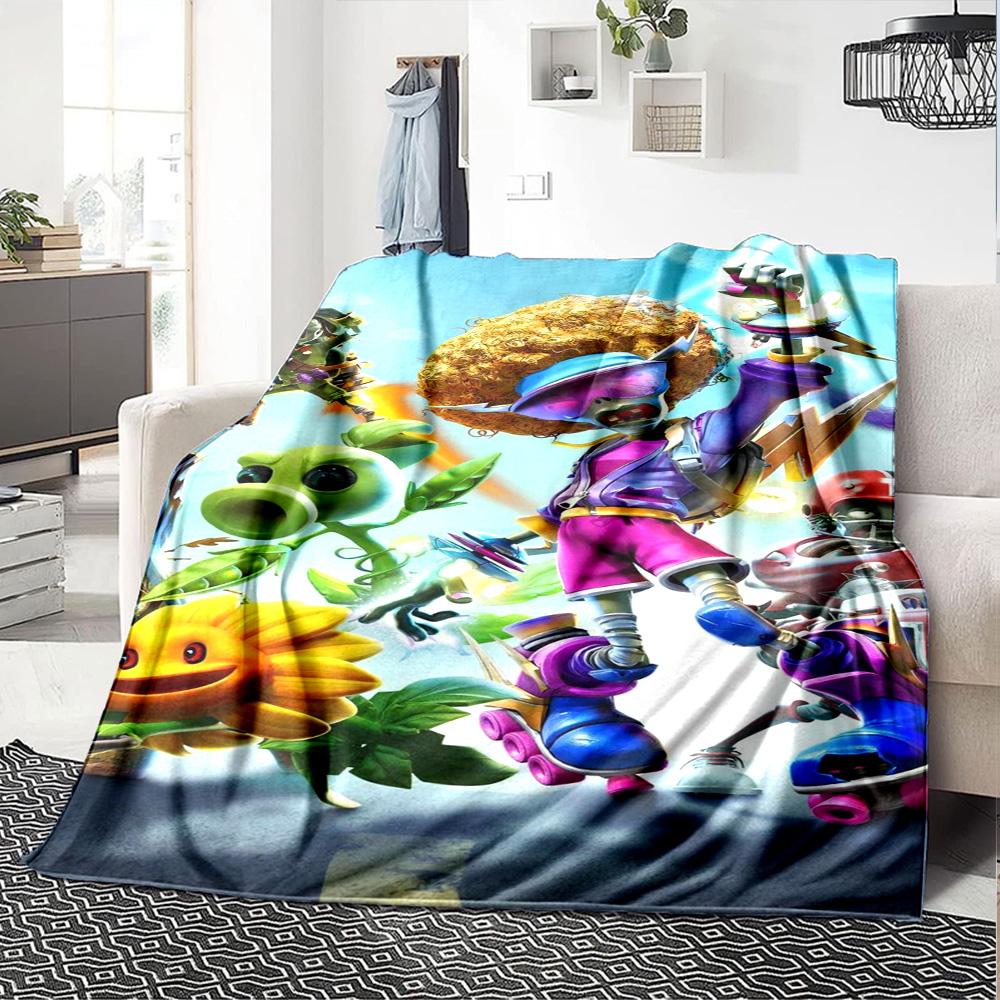 Plants Vs. Zombies Blanket Durable Comfort Great for Bedding Sofa Seaside Four Seasons Multipurpose Digital Print
