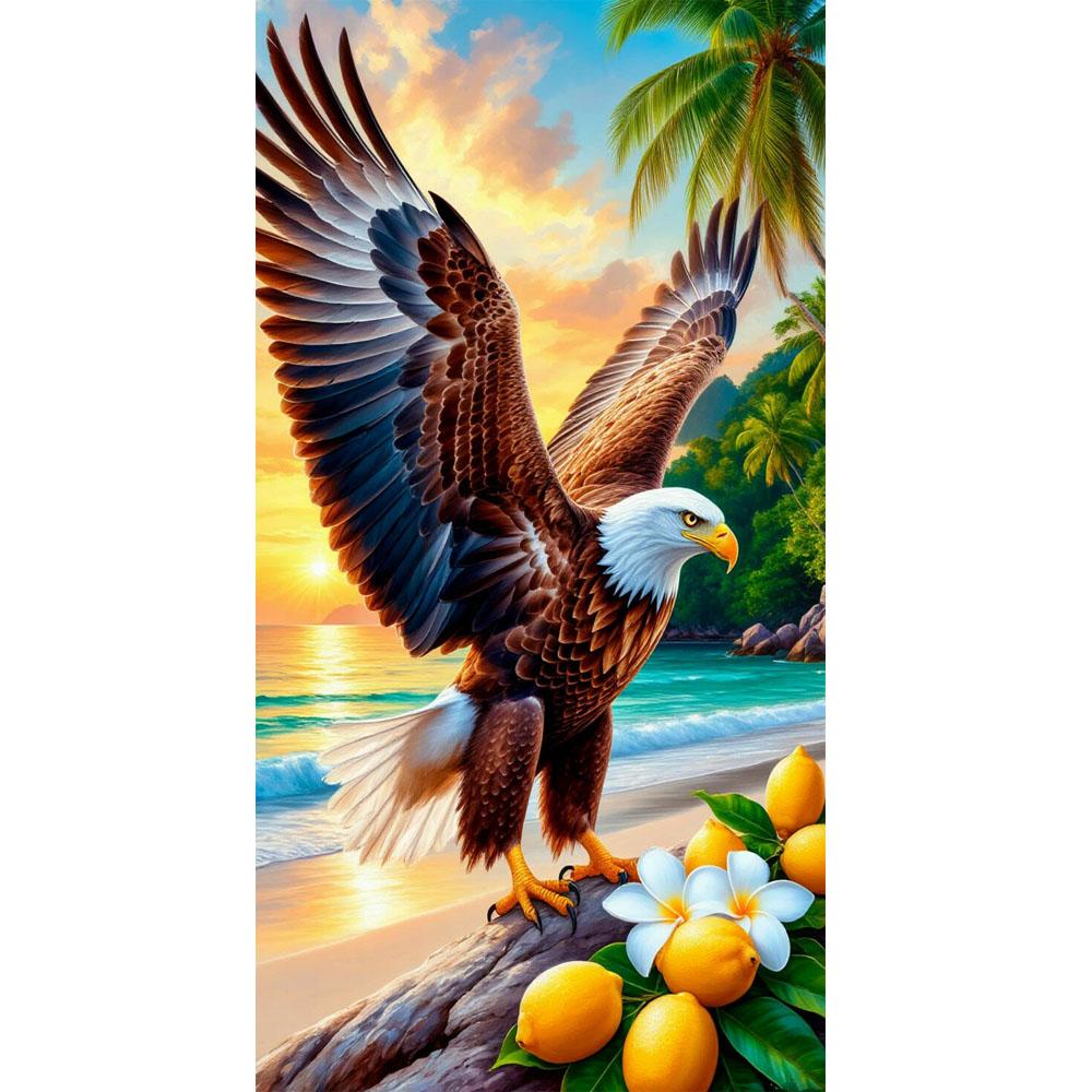 Large Size Mosaic DIY Full Diamond Painting Kits Art Beautiful Eagle and Flowers Embroidery Cross Stitch Rhinestones