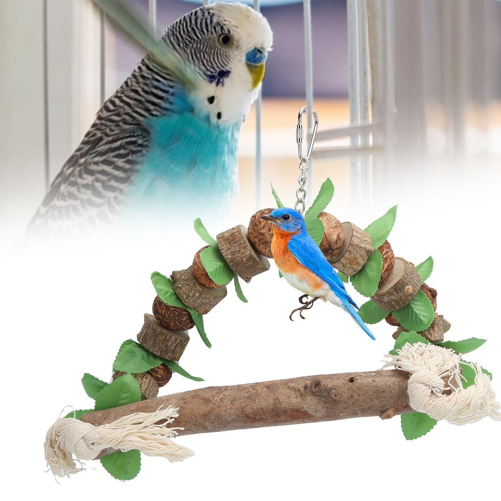 Vogelschaukel Holz Papageien Kauspielzeug Beißspielzeug Kletterspielzeug Hängendes Spielzeug Haustierkäfig Zubehör