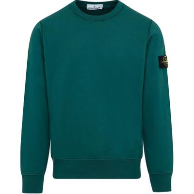STONE ISLAND Ss25 Jednobarevná mikina s kulatým výstřihem a dlouhým rukávem Pánská mikina Tmavě zelená K1S156100044S0051-V0053
