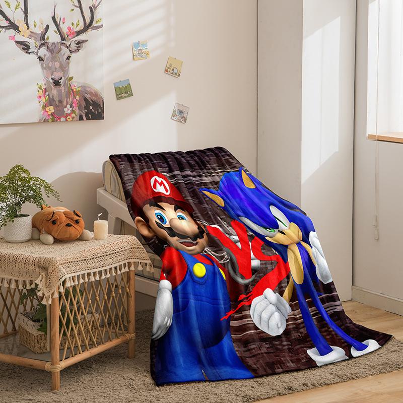 Cartoon Sonic Series Flannel Fleece Blanket 3D Printing Sofa Blanket Thickened Blanket