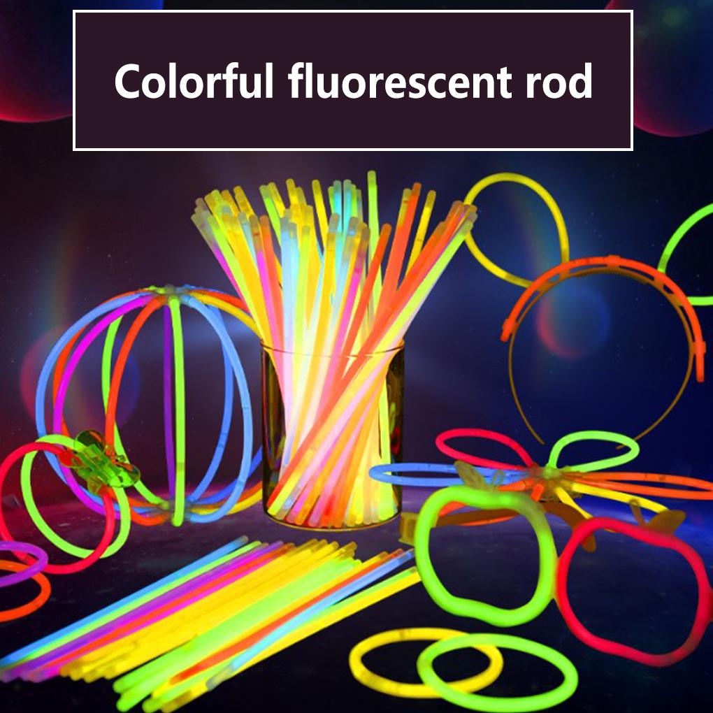 100 Pieces Glow Stick Luminous Portable 5 Colors Single-use Outdoor Party Glowstick Decoration Accessories with Connectors