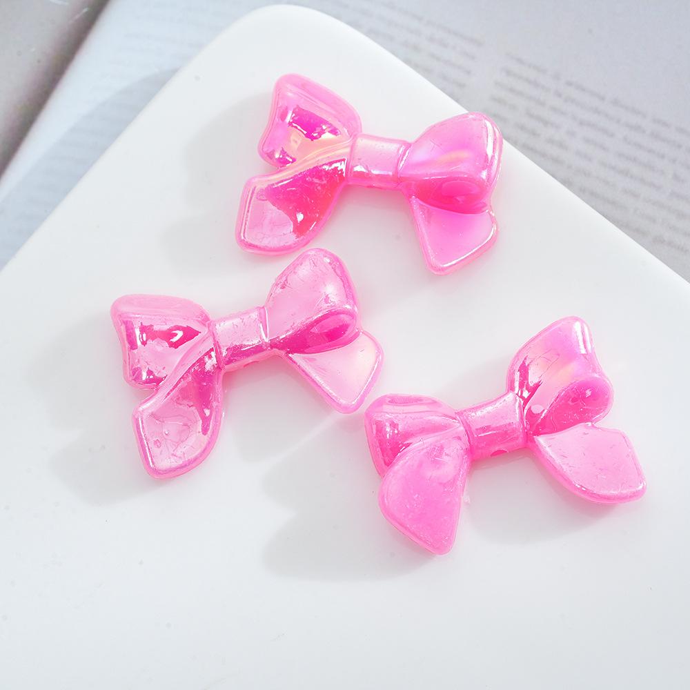 Acrylic Ab Plated Color Imitation Bow, Solid Color Beads, Straight Hole Loose Beads Diy Jewelry, Necklace, Hairpin, Beaded Material