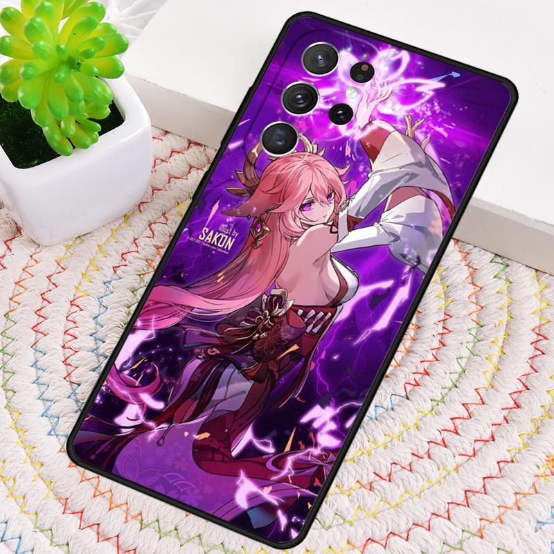 Genshin Impact Yae Miko Silicone Phone Case For Samsung Galaxy Note 10 Pro S26 S25 S24 S23 S22 S21 Plus S25Ultra Capa Cover