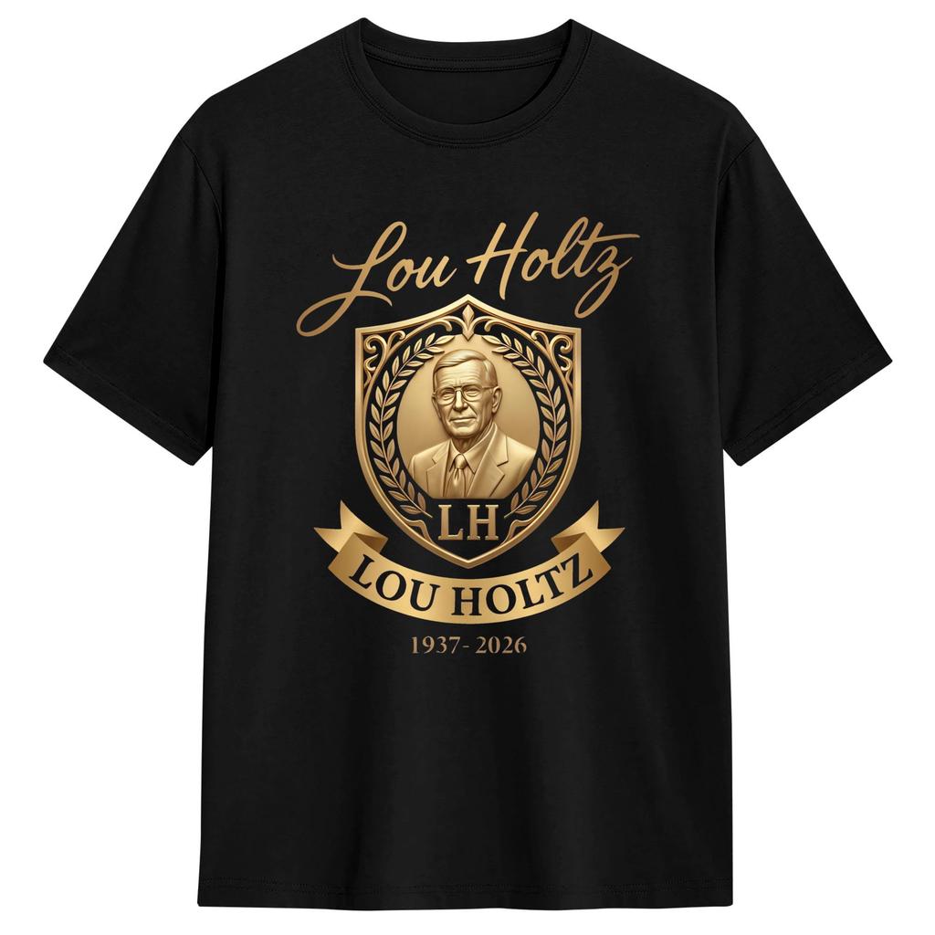 Vintage TShirt Beach Lou Holtz Logo Popular T Shirts 100 Cotton Tee Shirt for Men Y2K Casual Custom DIY Short Sleeve Tees