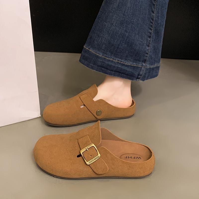 Fashion Women's Casual Closed Toe Flip-flops Summer Outdoor Slippers Couple's Flannel Sandals Comfortable Non-slip Wear-resistant Slides