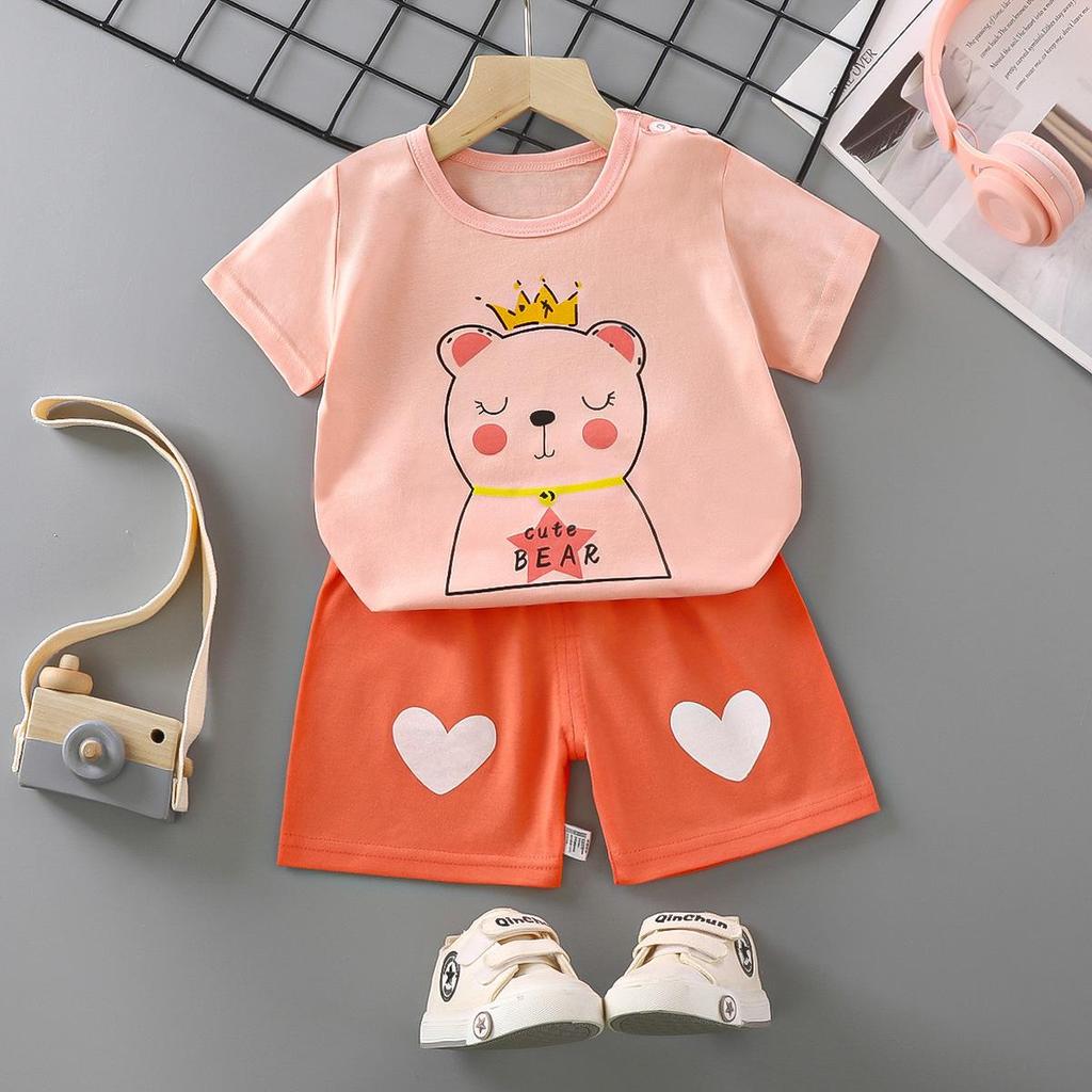 2PCS Mother Kids Clothes Children's Sets Boys Girl T-shirt Shorts Summer Short Sleeve Baby Children Clothing Toddler Suit