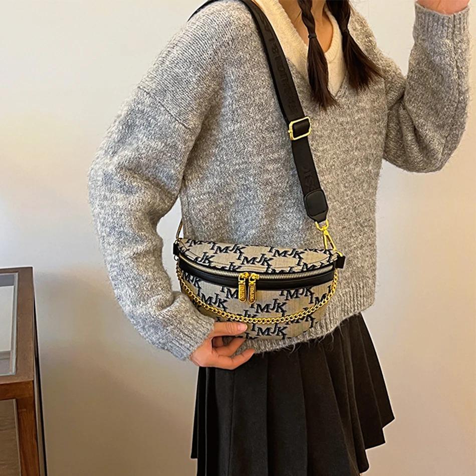 Luxury Designer Fanny Pack for Women Canvas Bag Waist Bags Phone Bags Shoulder Crossbody Belt Female