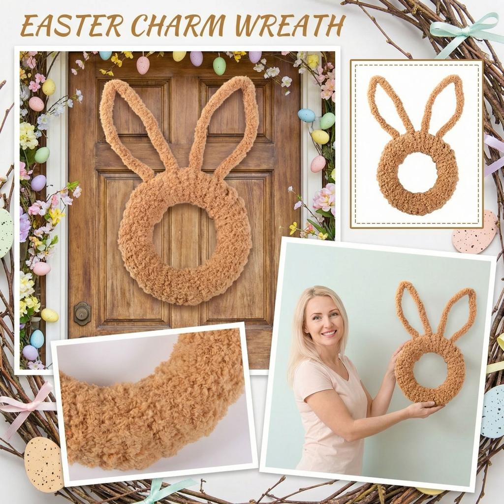 Spring Easter Wreath, Artificial Flower Bunny Head Shaped Wreath, Home Decoration, Front Door Wall Decoration