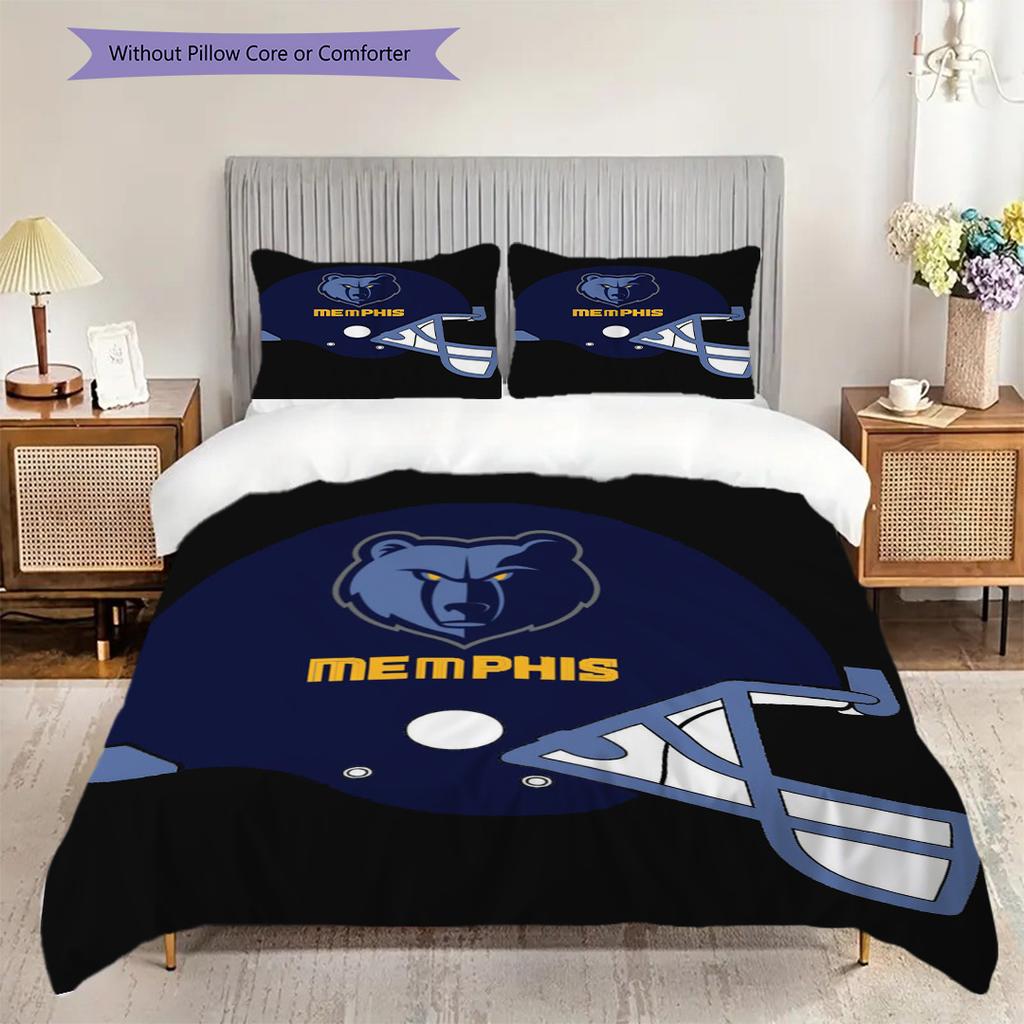 Memphis Football Helmet Three-piece set(1 * duvet cover + 2 * pillowcase, without core)Christmas birthday gift Duvet cover and pillowcase Bedding set