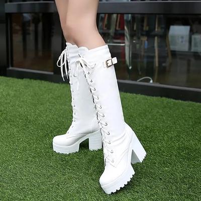 Mode XJRHXJR 2024 Grandes Tailles 34-43 Sexy Talons Hauts Bottes Hautes au Genou Femme Plateforme Hiver Chaussures Femme Ajouter Fourrure Botte de Neige Féminine