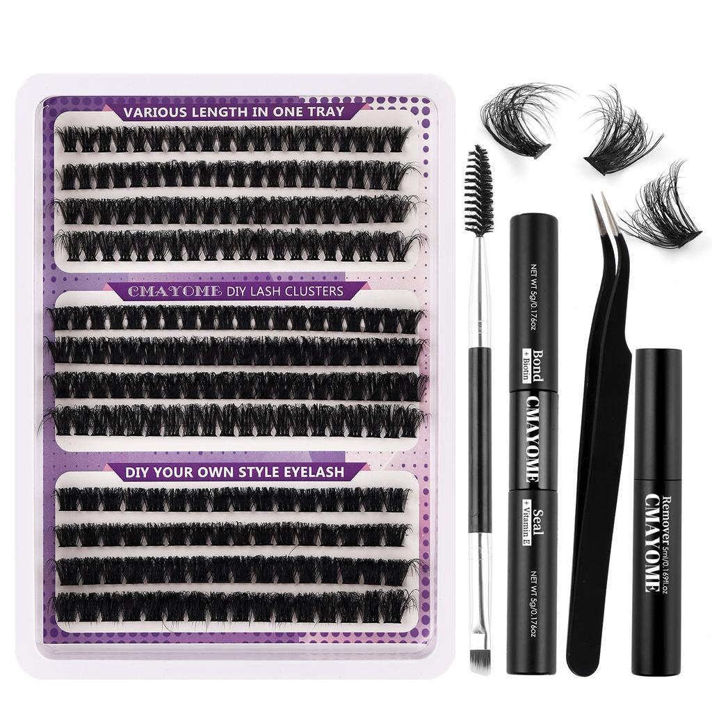 30D100D Dense Single Cluster False Eyelash Set 10-16Mm Curled Diy Segmented Eyelashes