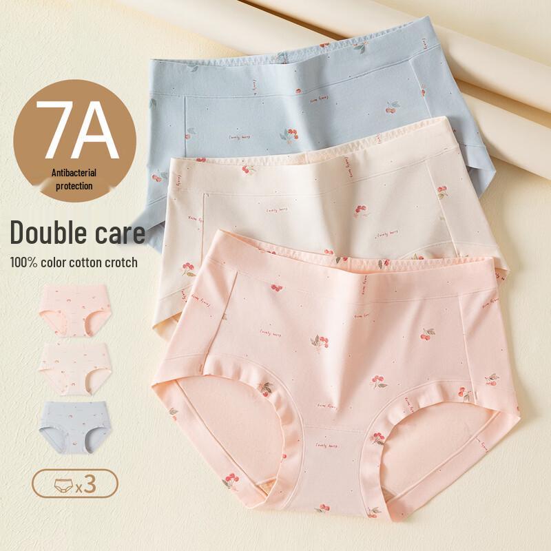 DingGuagua Women's Cotton 7A Antibacterial High-Waist Briefs 3-Pack
