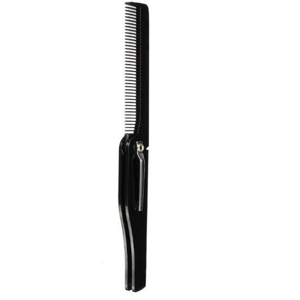 

1pcs Black Fashion Portable Folding Knife Type Horn Hair Combs Travel Commercial Plastic Small Comb For Men Women It Can Be Used