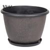Large Plant Basin with Saucer 12 Inch Thickened Flower Pots for Outdoor Indoor, Plastic Leaf-Pattern Texture Weather Resistant Containers Planter