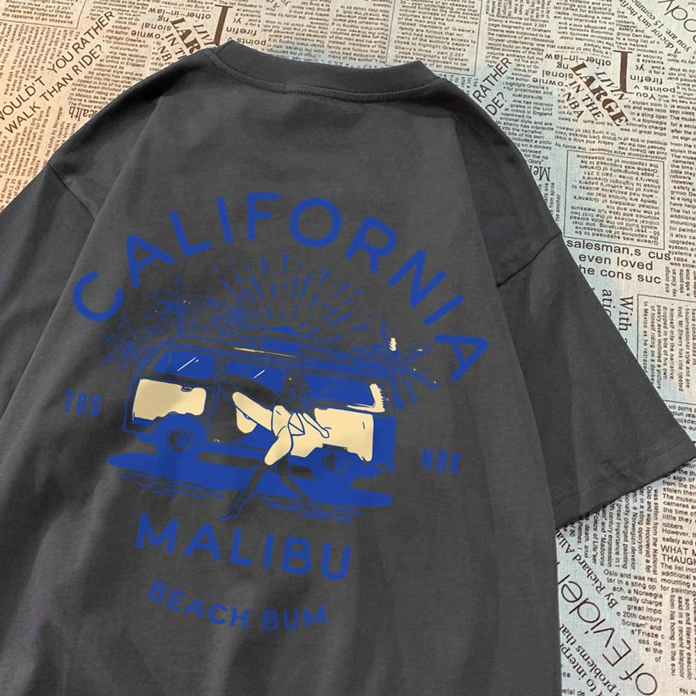 California Malibu Beach Bum T Shirts Men Women Summer New Streetwear Couple Tee Clothes T Shirt Pattern Loose T-Shirts Couple