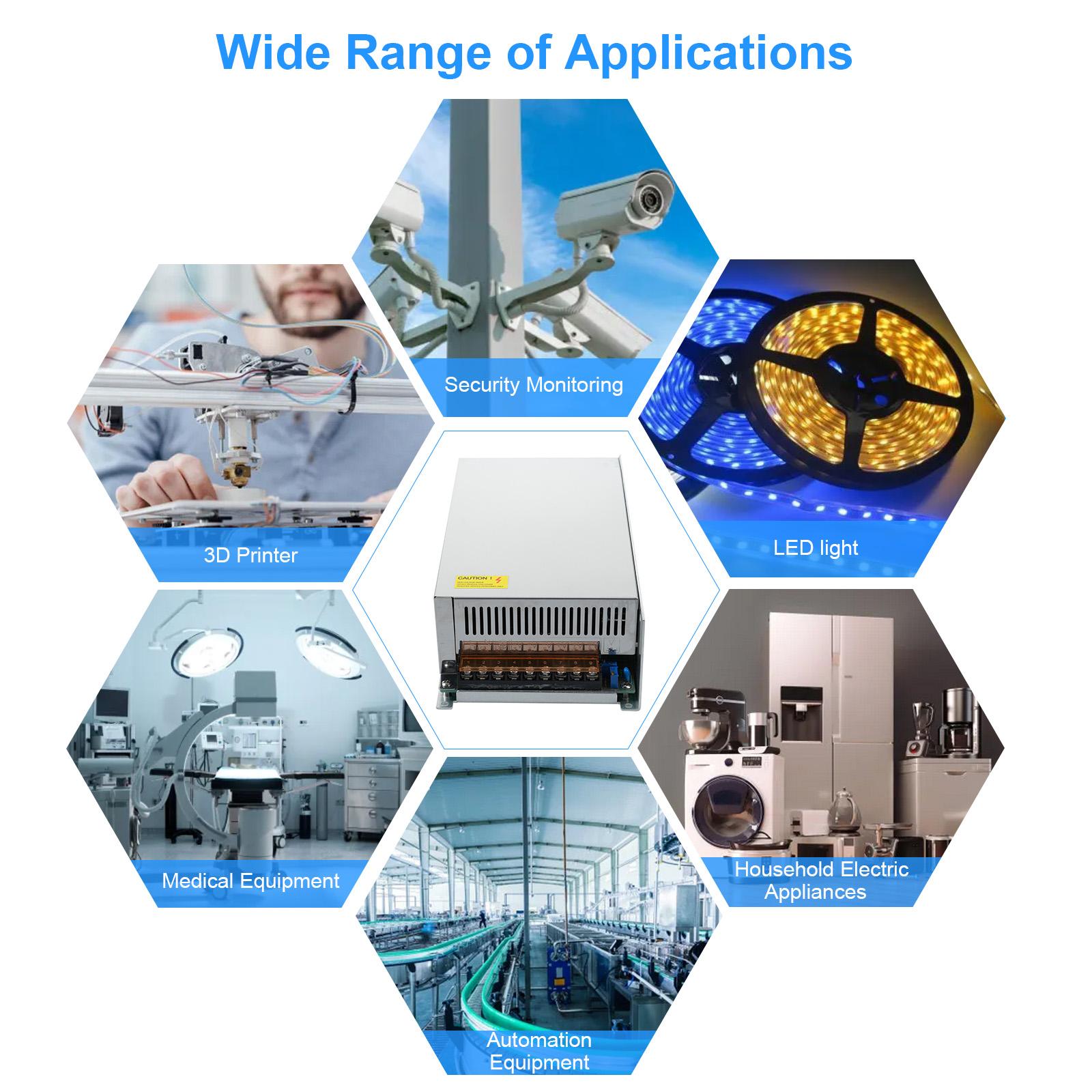 

Імпульсне джерело живлення DC 12V 100A 1200W Адаптер живлення Трансформатор напруги Перемикач AC 110V/220V до срібний