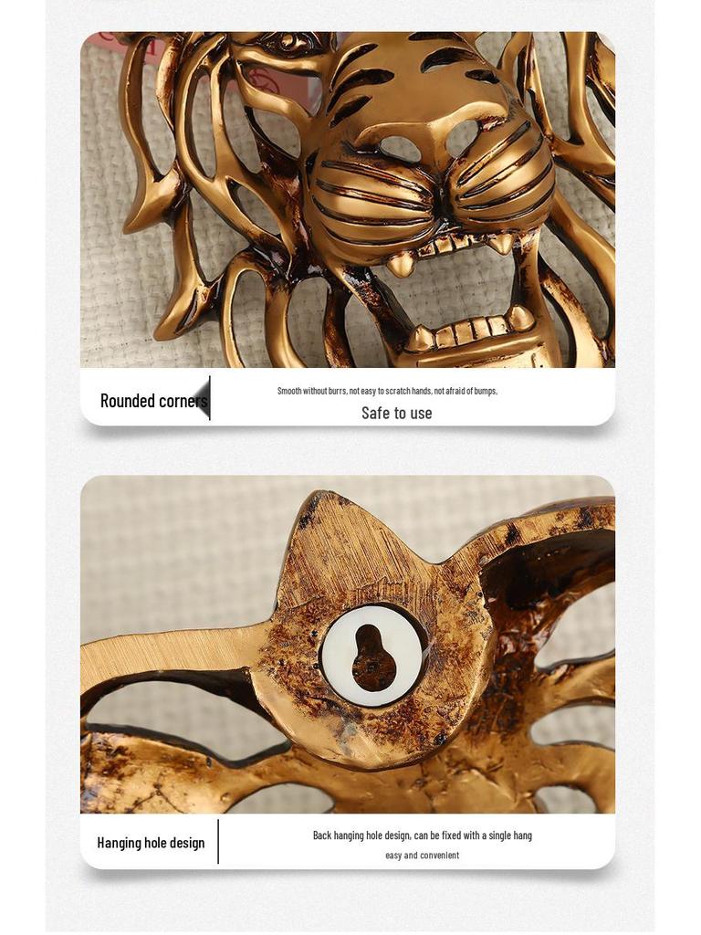 Gold Lion Head Resin Wall Decoration for Outdoor Entrance