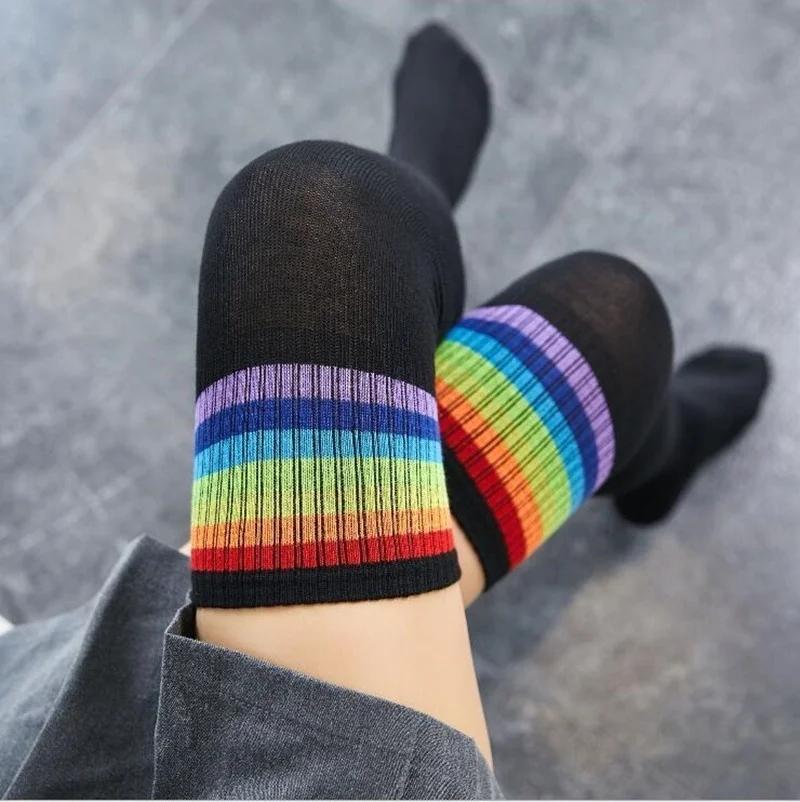 Gothic Lolita Black White Striped Over Knee  Thigh Highs Long Socks Lovely Japanese Girls Cosplay Stockings for Women