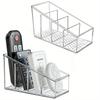 1pc Clear Plastic Remote Control Holder and Desk Organizer with 4 Compartments for Home and Office Use